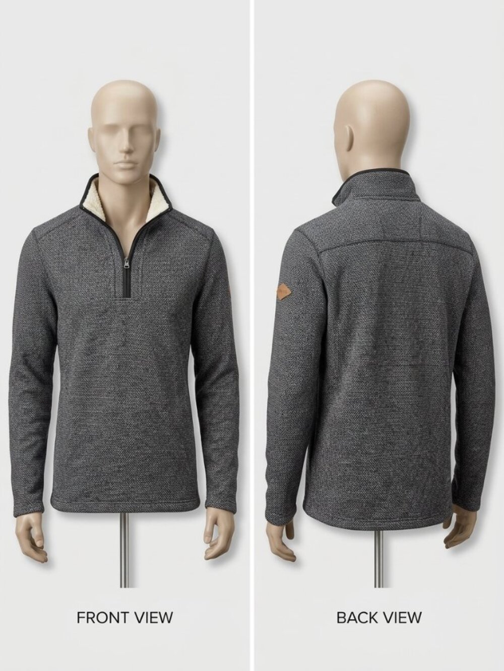 Orvis Men's Aesthetic Sherpa-Lined 1/4 Zip Pullover Fleece Gray Sweater– Medium